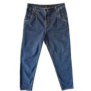 Saint & Sofia Pixie Pleat Mom Jeans Indigo Blue Womens Size UK 32